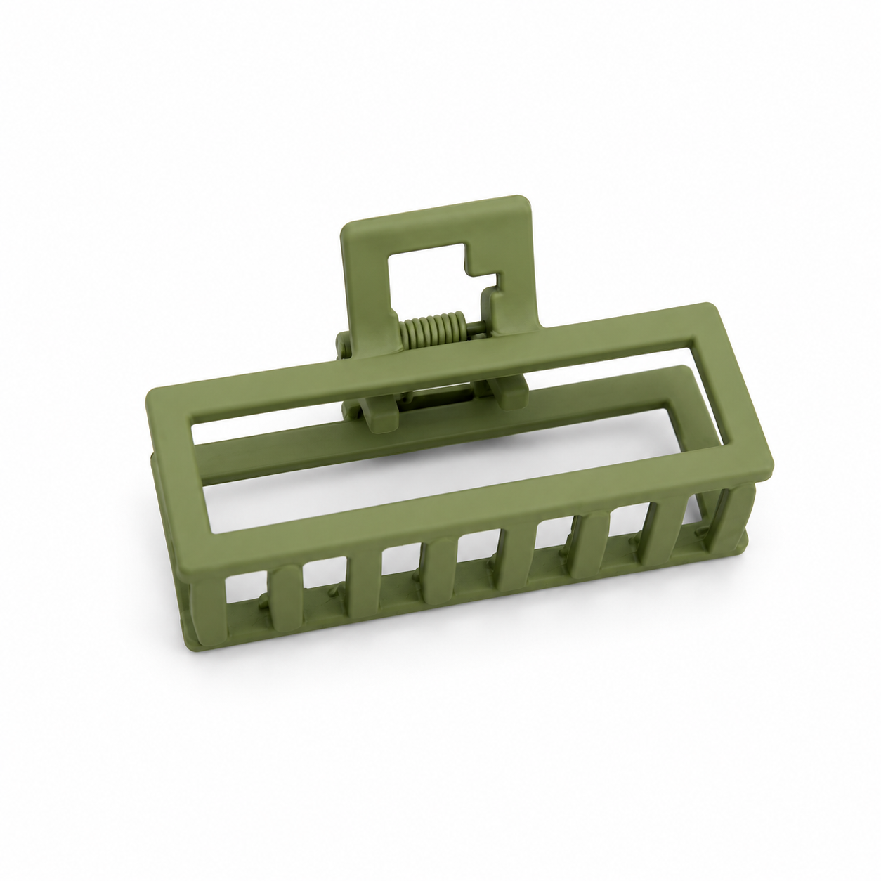 Matt rectangle hair claw (Olive Green)