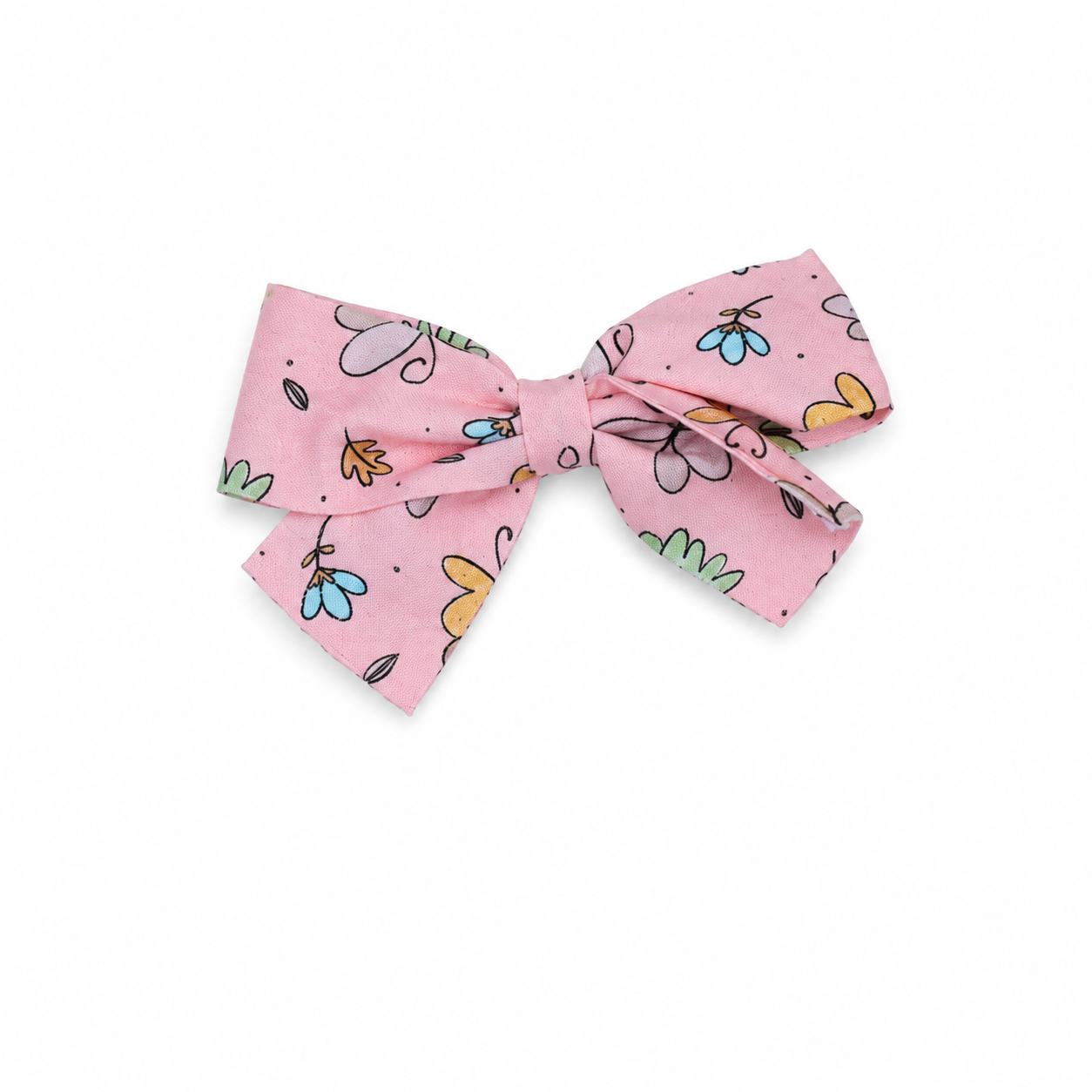 Floral Printed Bow Hair Clip (Pink Floral Bow)