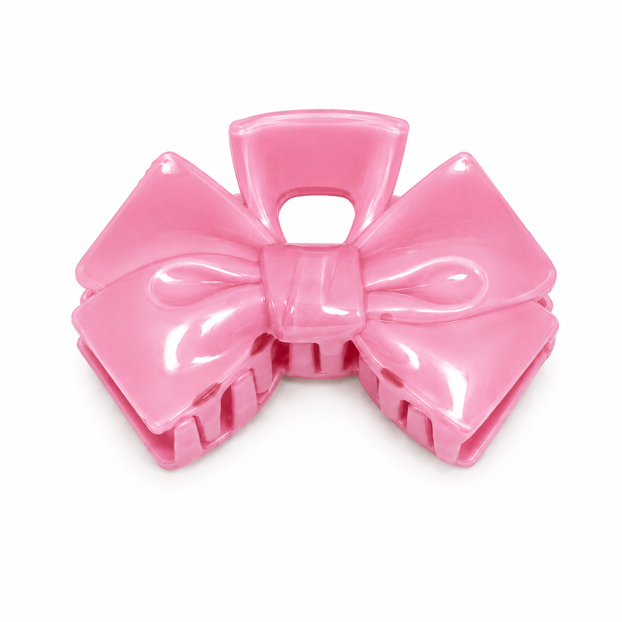 Glossy Pastel Bow Hair Claw (Pink)