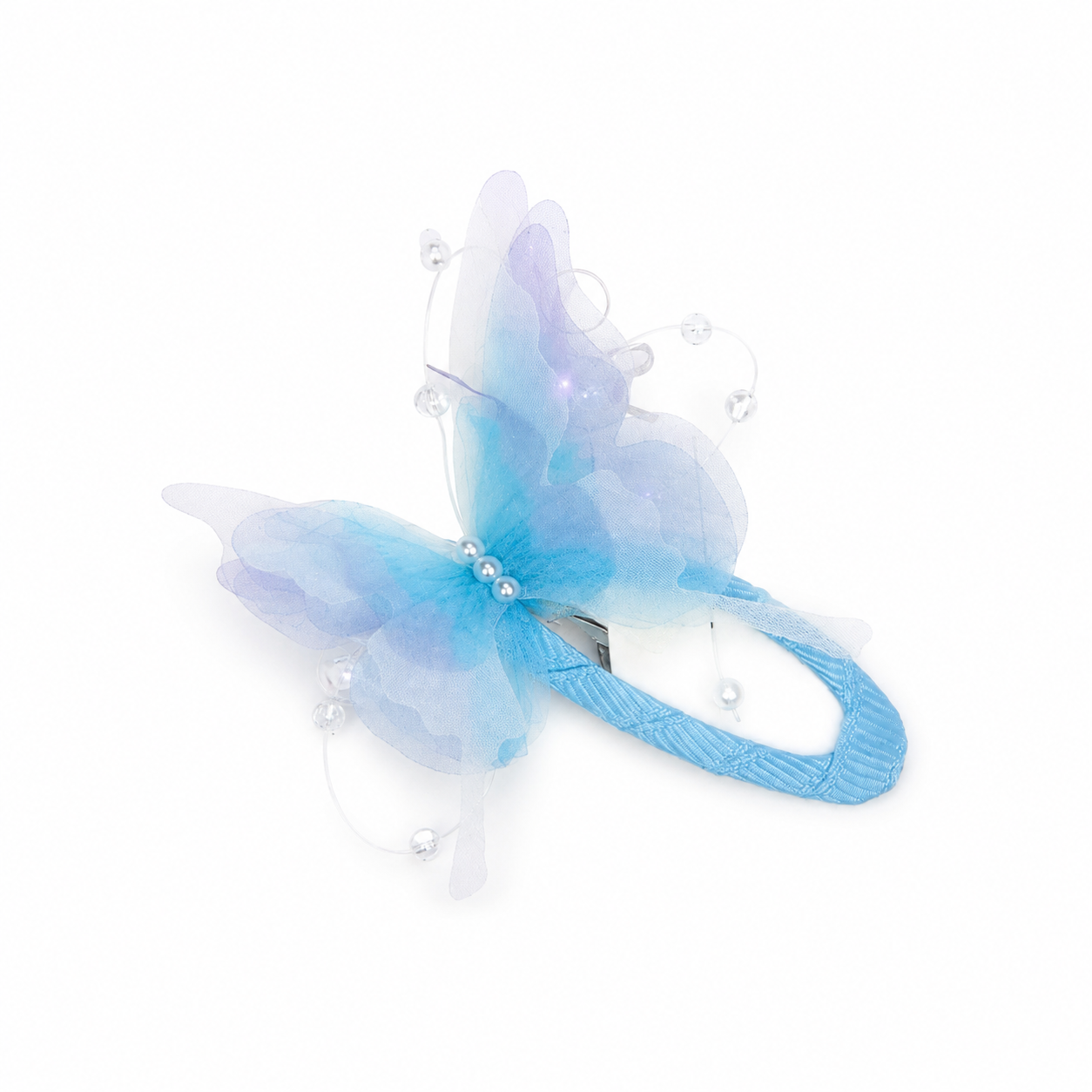Dreamy Butterfly Pearl Hair Clip (Sky Blue)