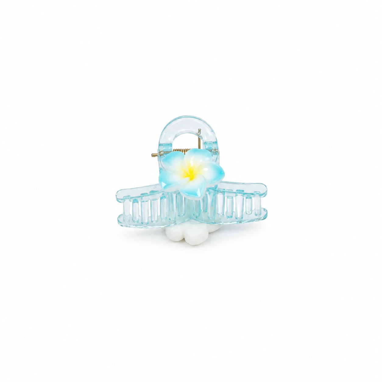Floral Transparent Hair Claw Clip (Aqua Blue)
