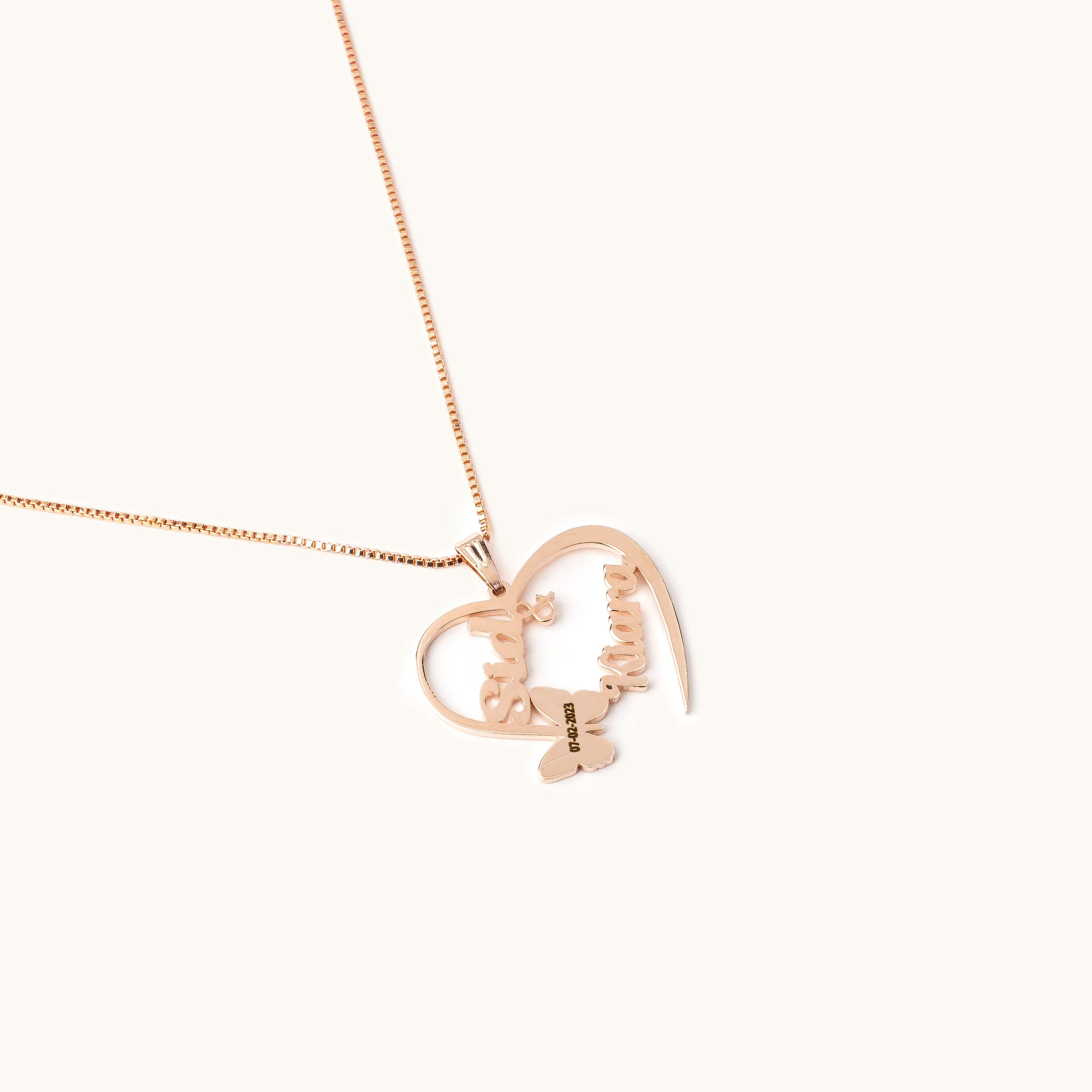 Butterfly Couple Name Necklace