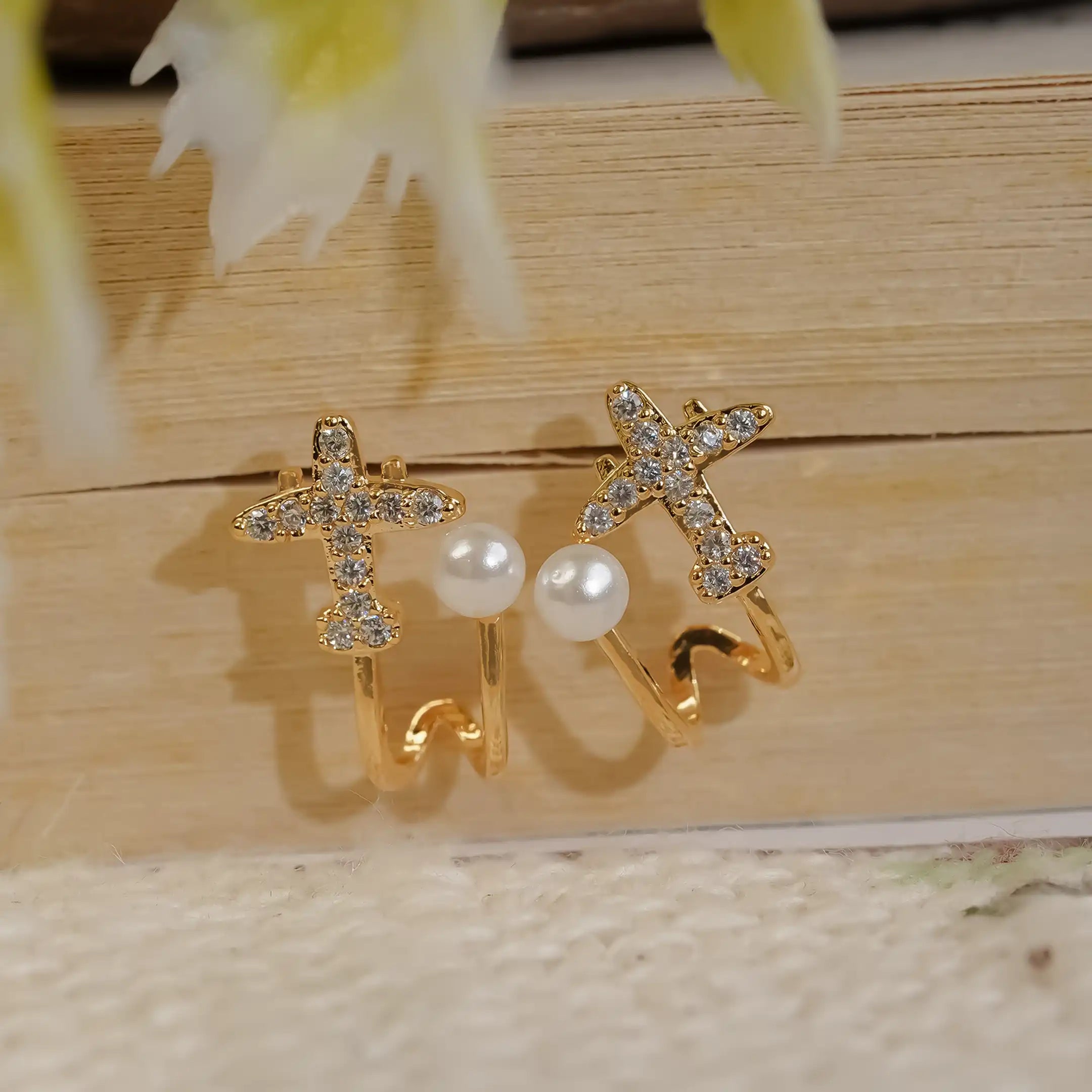 Pearl Aeroplane Earrings