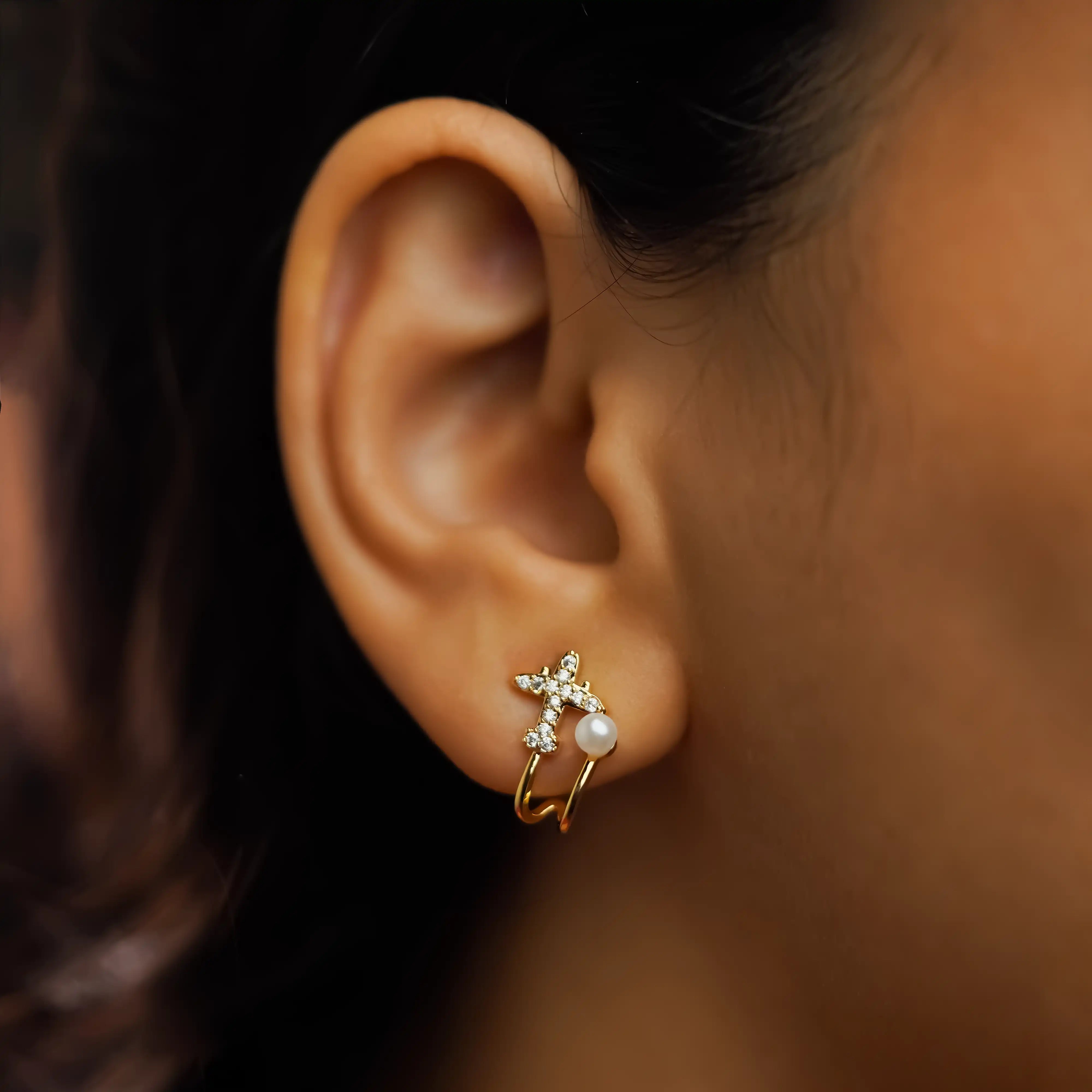 Pearl Aeroplane Earrings