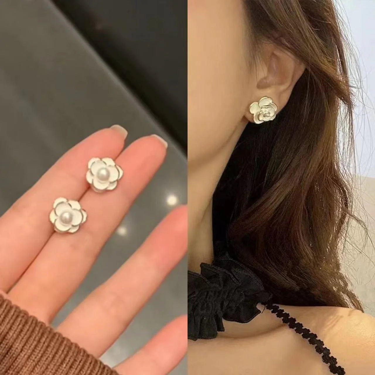 Snow Camellia Earrings