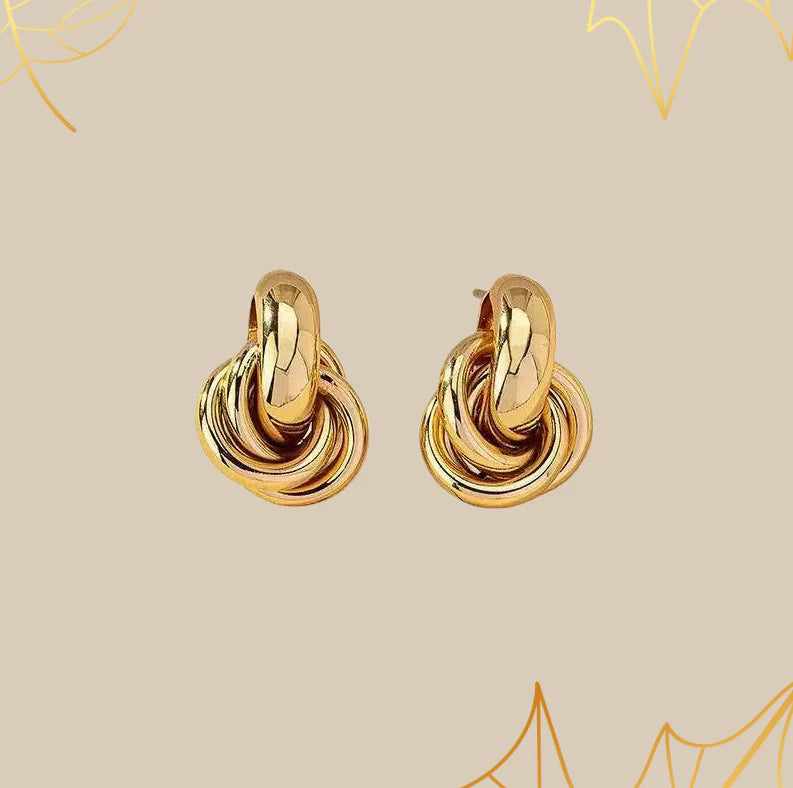 Golden Layered Twist Hoops