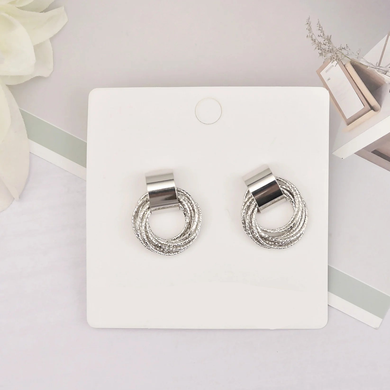Silver Spiral Hoop Earrings