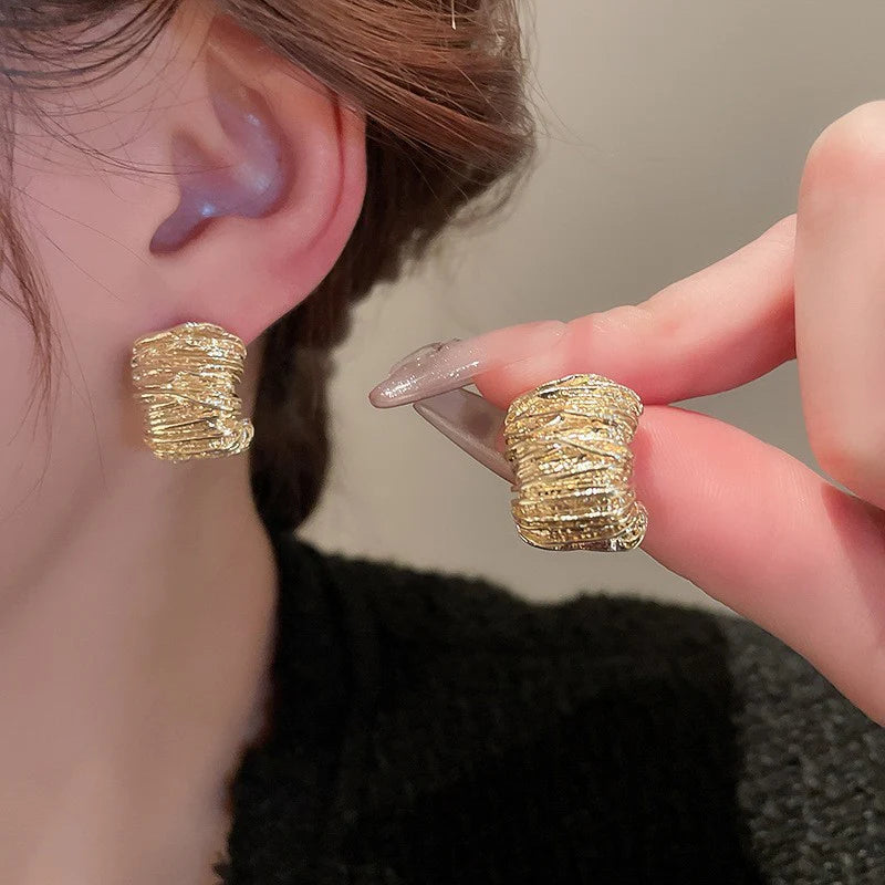 Golden Pleat Earrings