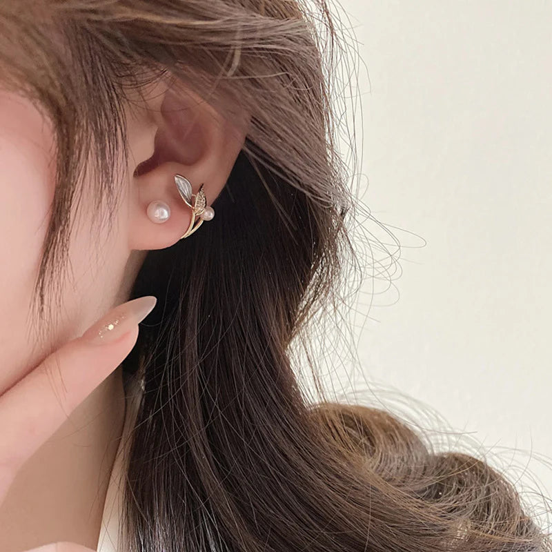 Spring Leaf Pearl Earrings