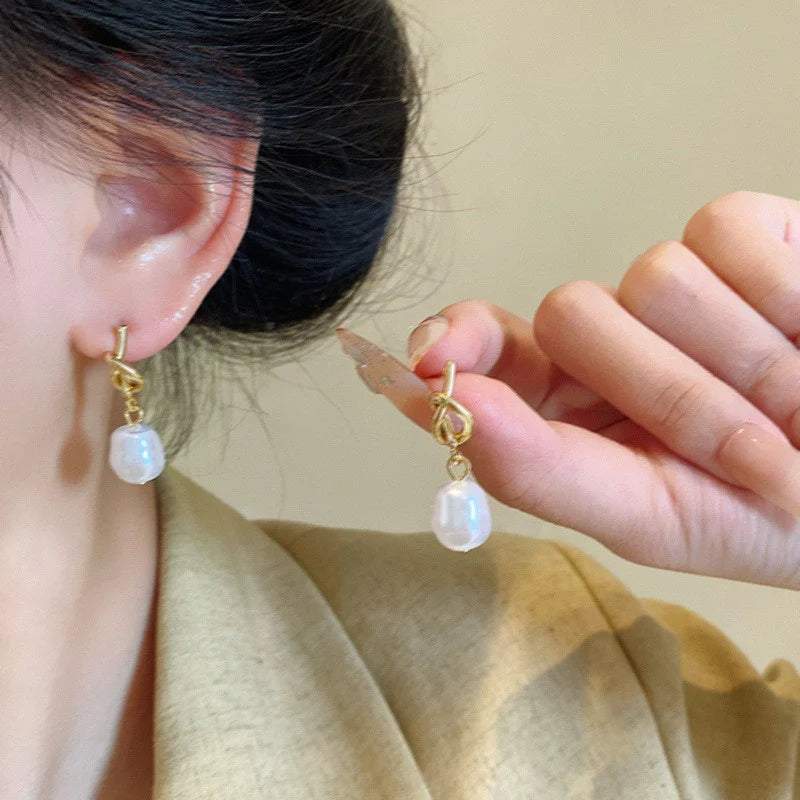 Knotted Pearl Elegance Earrings