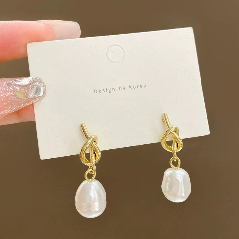 Knotted Pearl Elegance Earrings