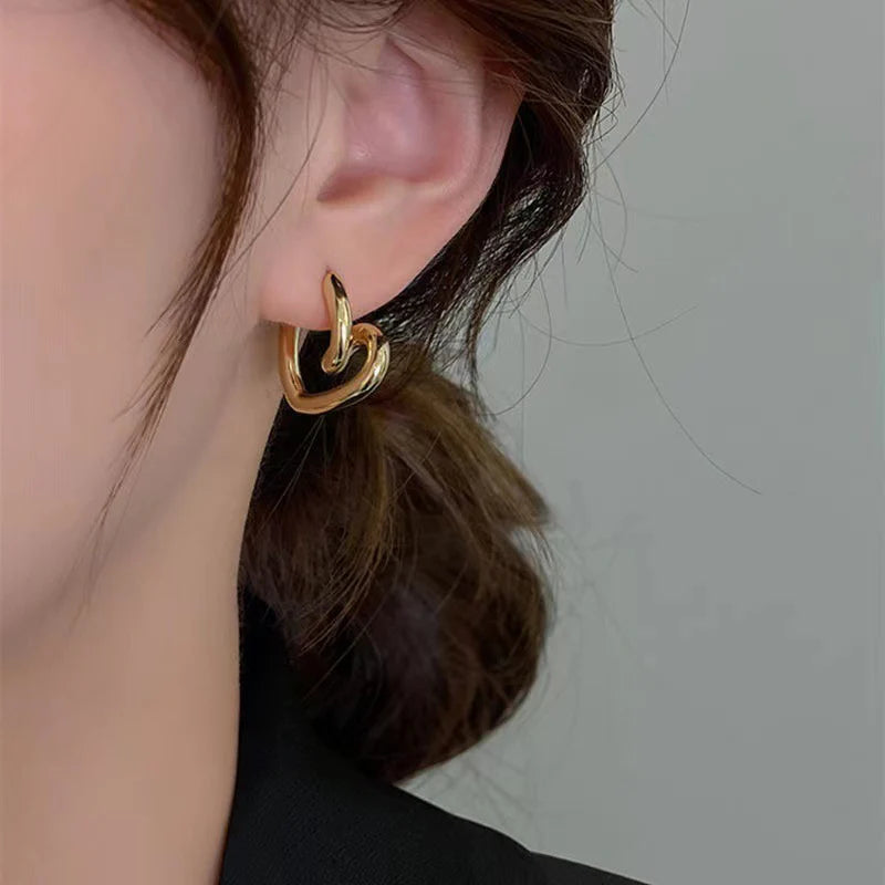 Golden Heart Twist Earrings
