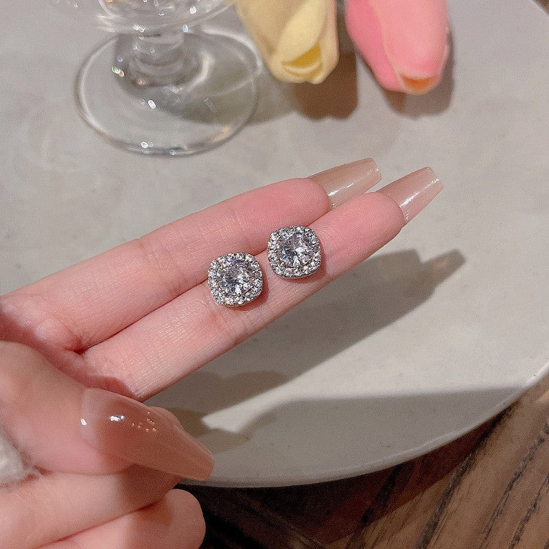 Crystal Square Stud Earrings