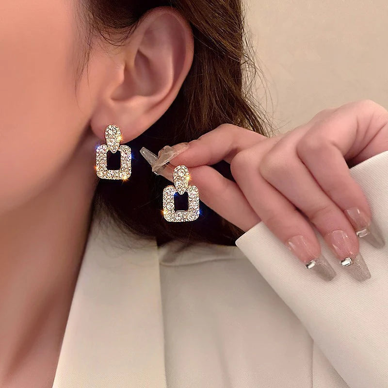 Geo Sparkle Square Earrings