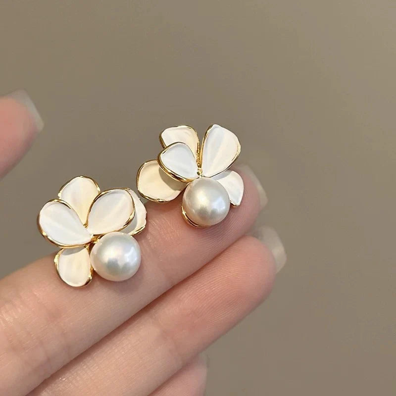 Ivory Blossom Pearl Earrings