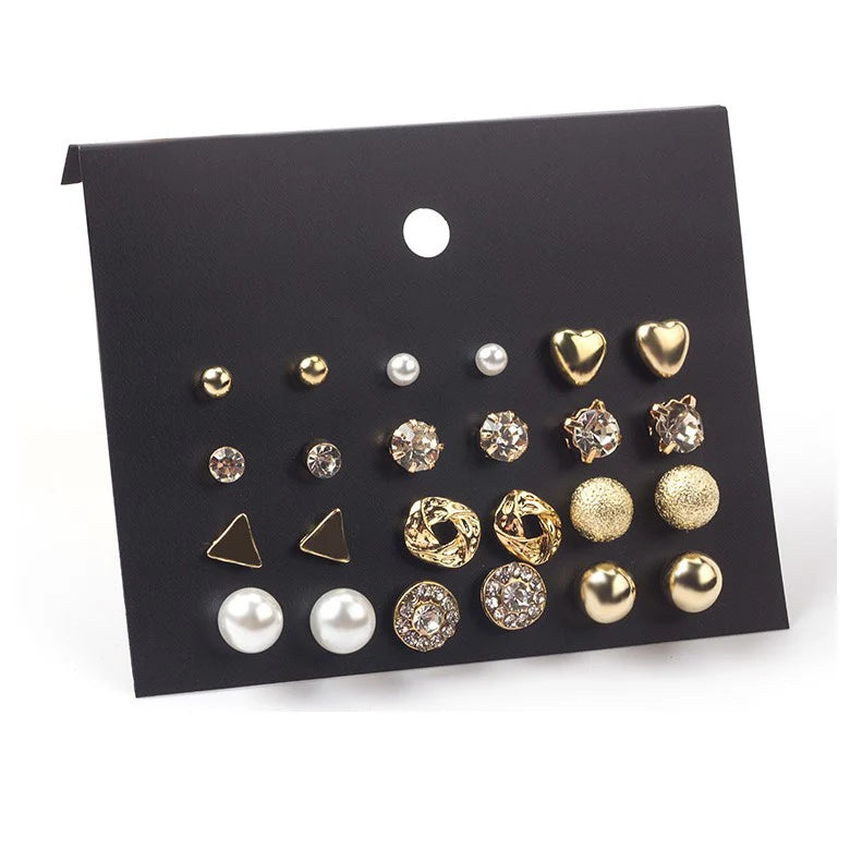 Golden Geometry Earring Collection (Set of 12)