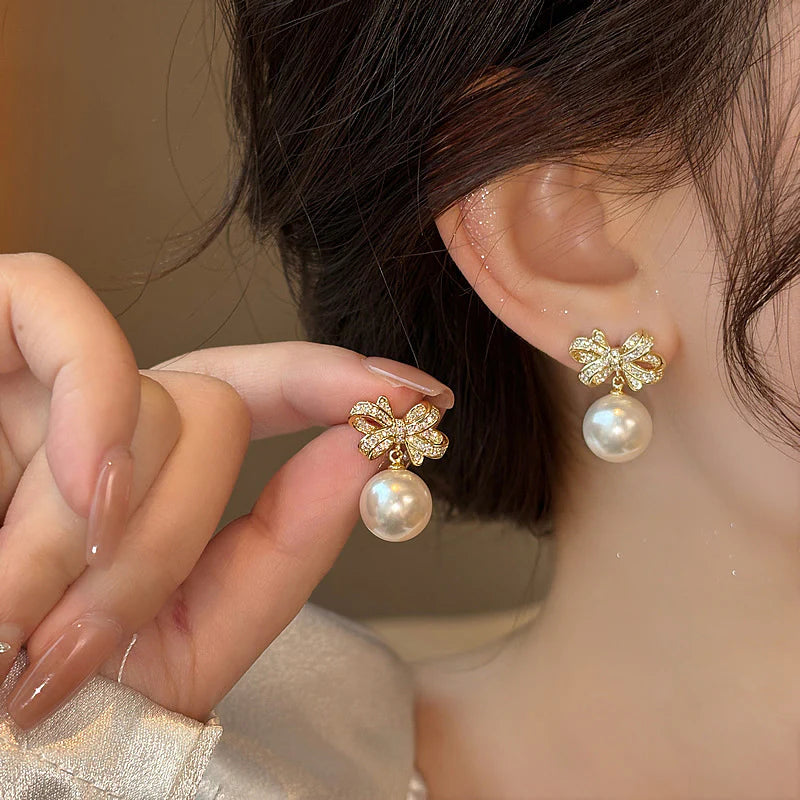 Pearl Bow Earrings