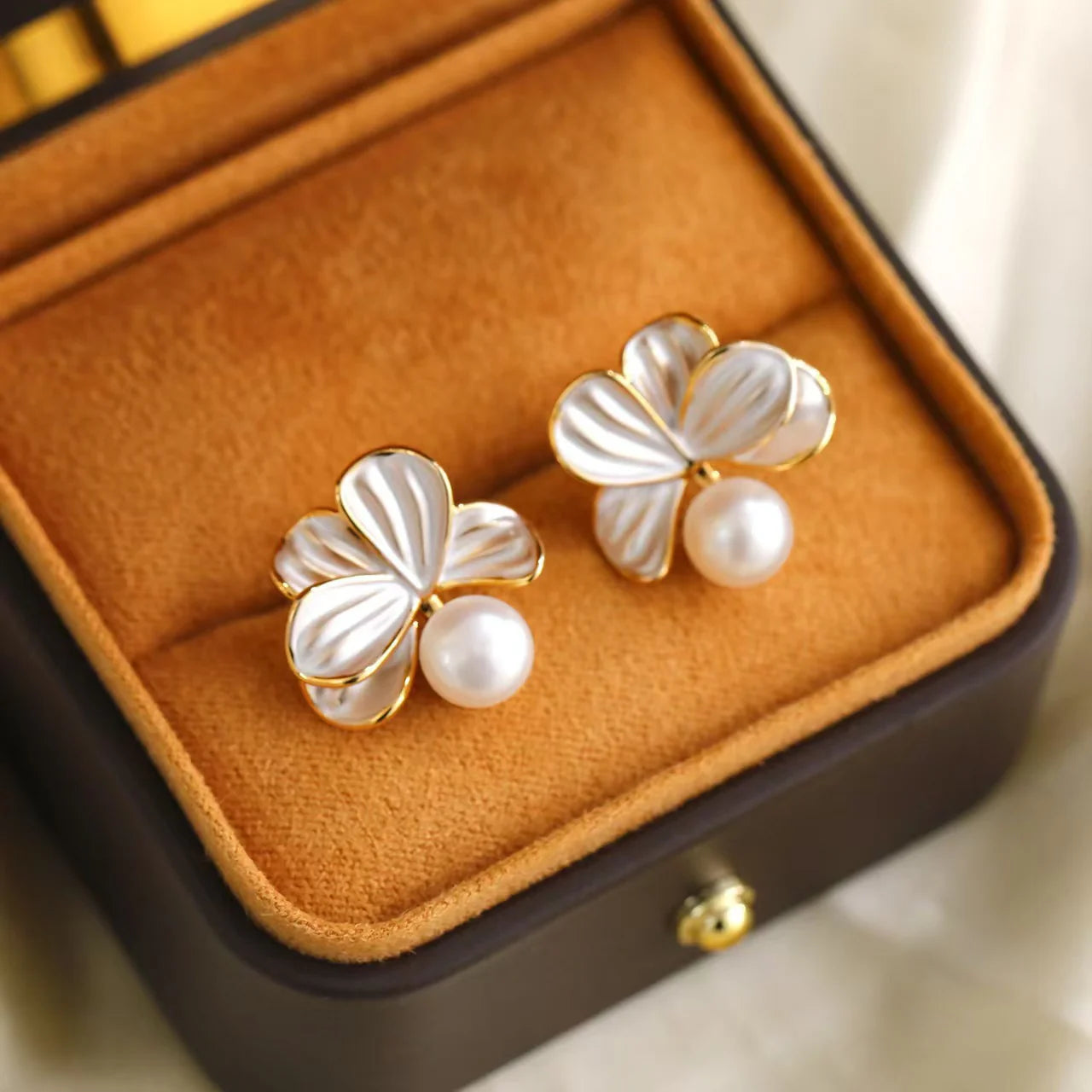 Ivory Blossom Pearl Earrings