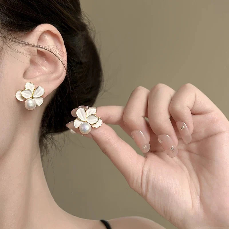 Ivory Blossom Pearl Earrings