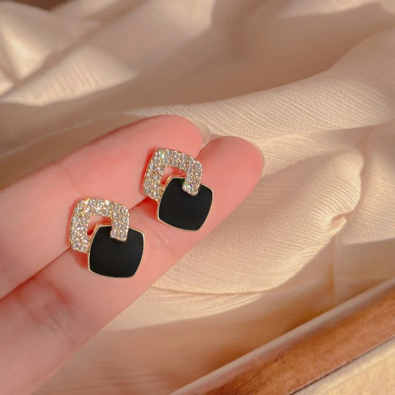 Onyx Double Square Earrings