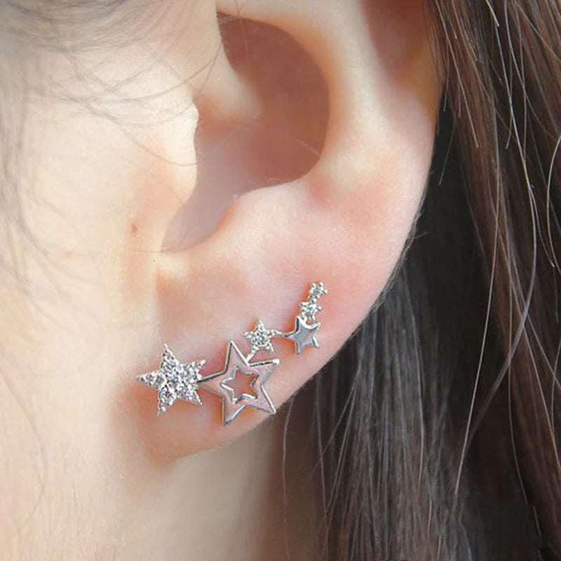 Silver Star Sparkle Earrings