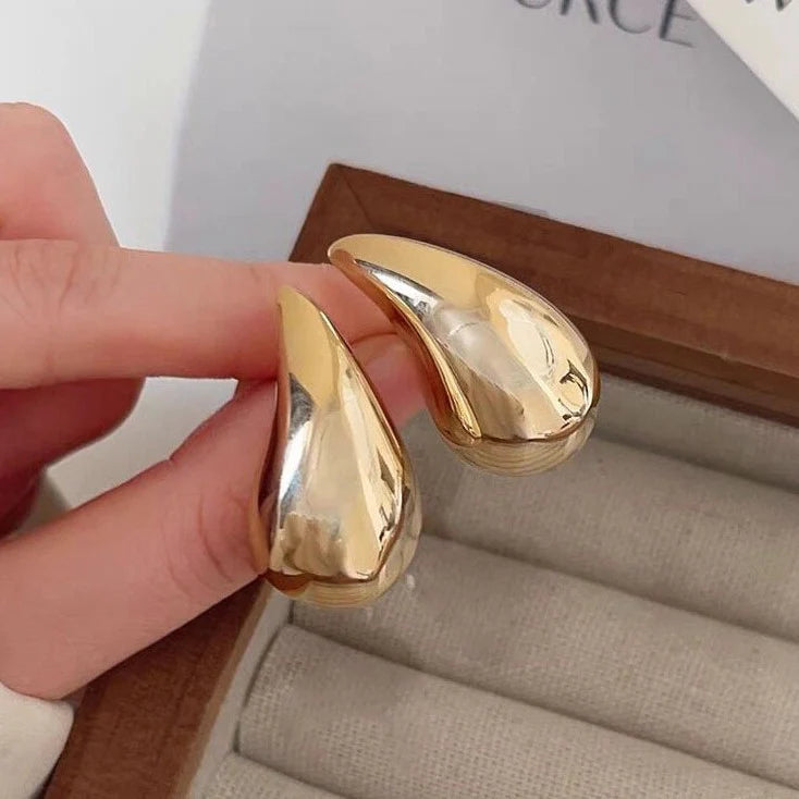 Golden Hollow Drop Earrings