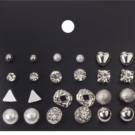 Silver Geometry Earring Collection (12 in 1)