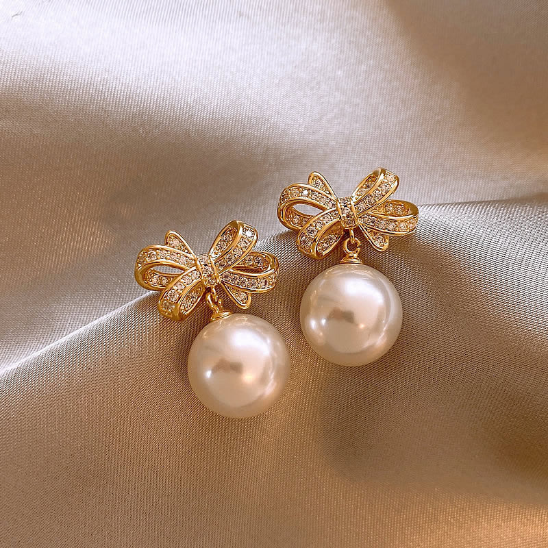 Pearl Bow Earrings