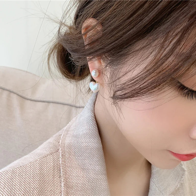 Petite Heart Pearl Studs