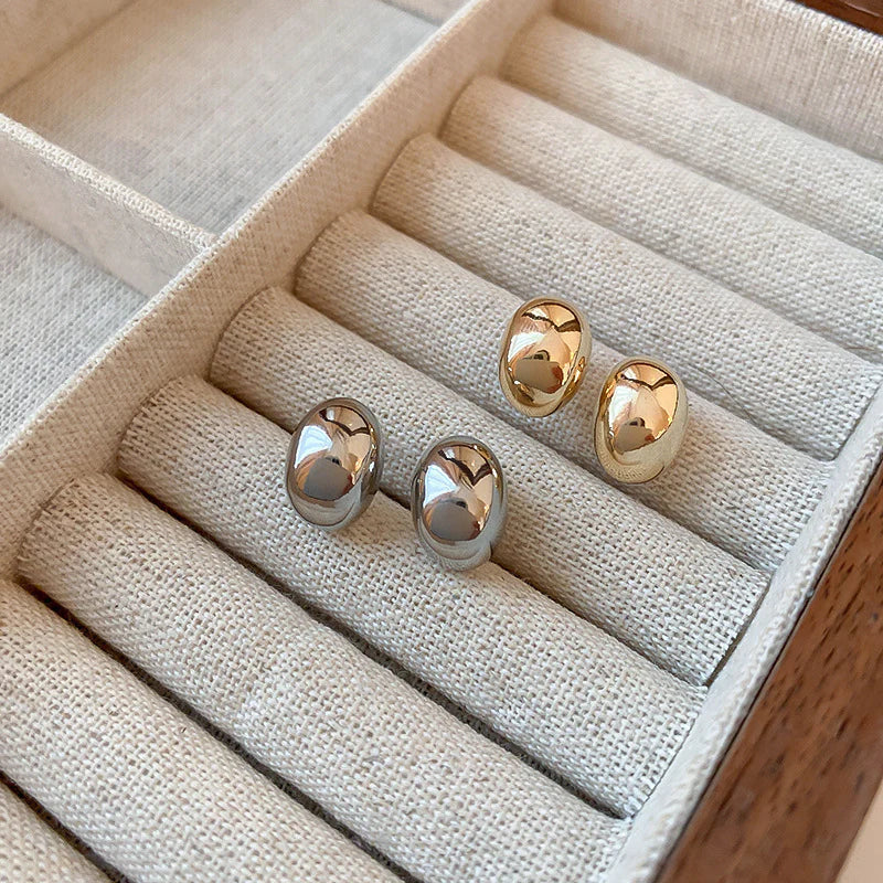 Silver Bean Drop Earrings