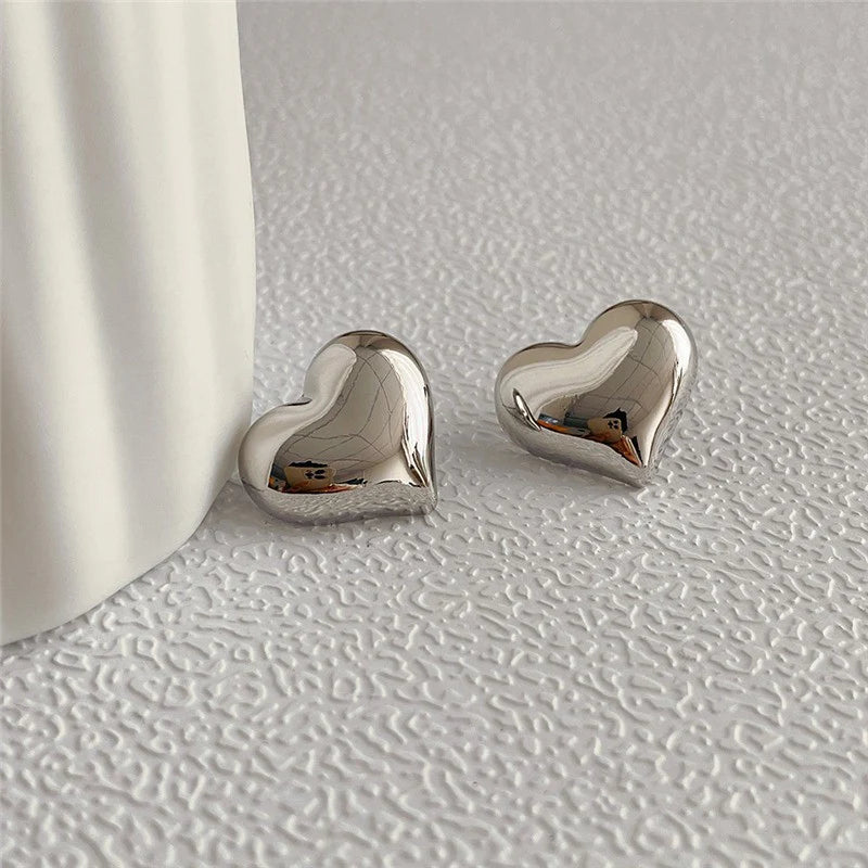 Silver Peachy Heart Earrings