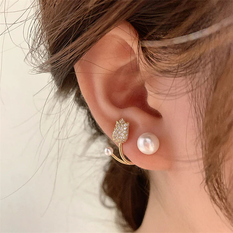 Tulip Pearl Drop Earrings