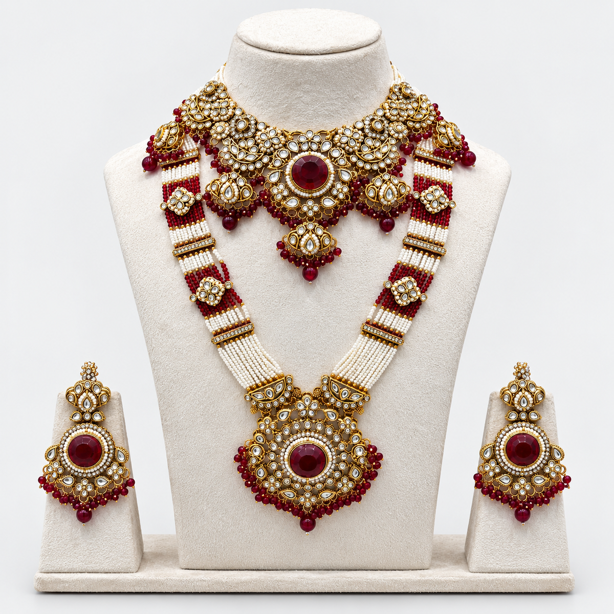 Rajvanshi Ruby Kundan Bridal Necklace Set