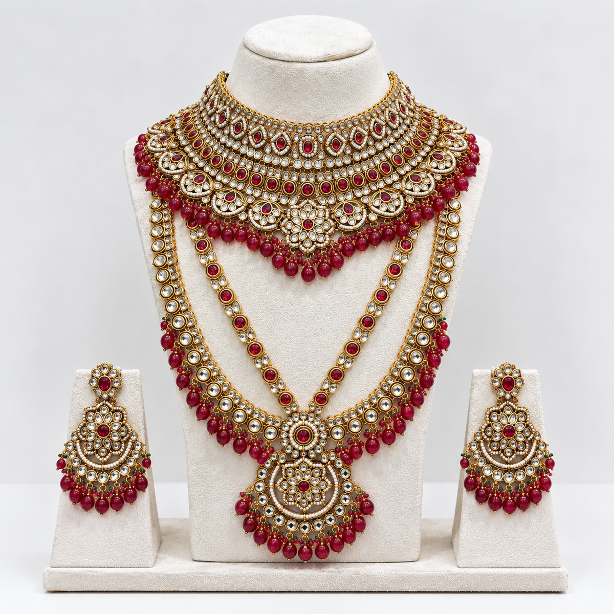 Meherbano Ruby Kundan Bridal Necklace Set