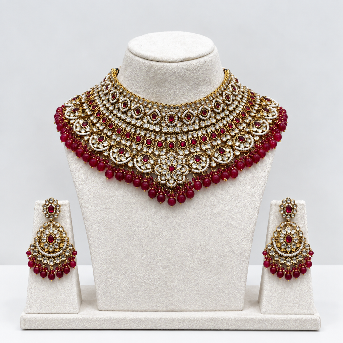 Meherbano Ruby Kundan Bridal Necklace Set